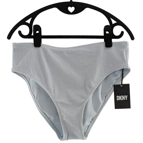 DKNY Swim Powder Blue Textured High Waist Bikini Bottoms Women’s Swimwear - Picture 11 of 12